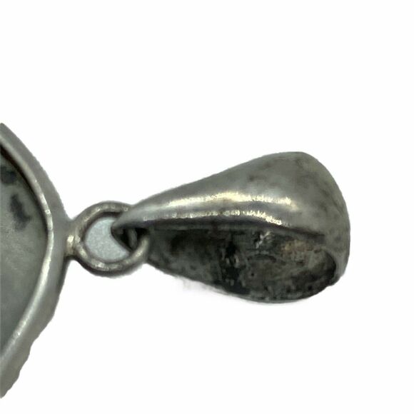 Eched Stone Pendant Hand Crafted Misty Trees 925 Marked Statement - Picture 4 of 12